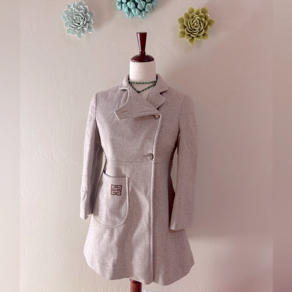 Givenchy Jackets & Blazers - Vintage 60s 70s Givenchy wool herringbone peacoat with embroidered insignia 6